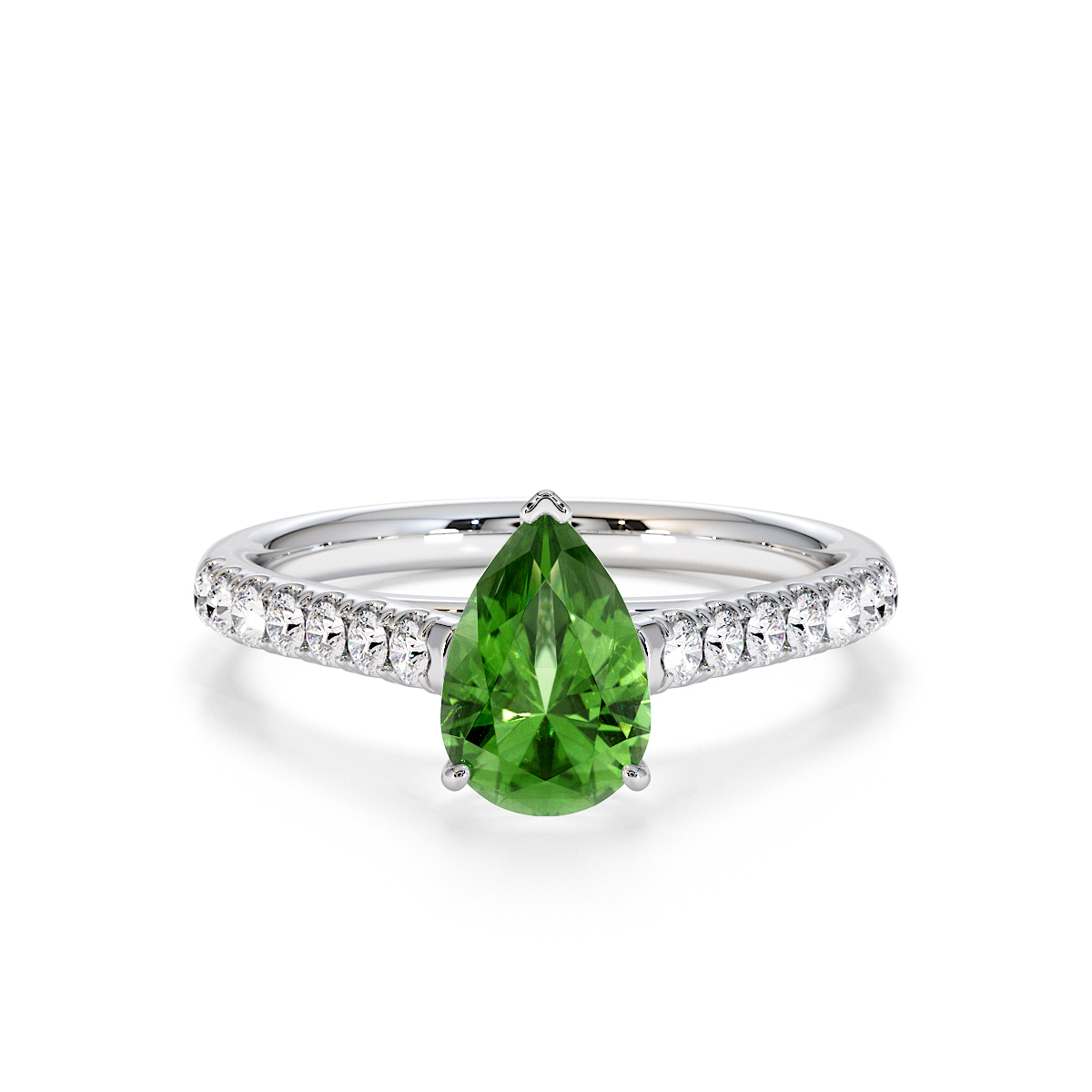 Gold / Platinum Green Tourmaline and Diamond Engagement Ring RZ3355