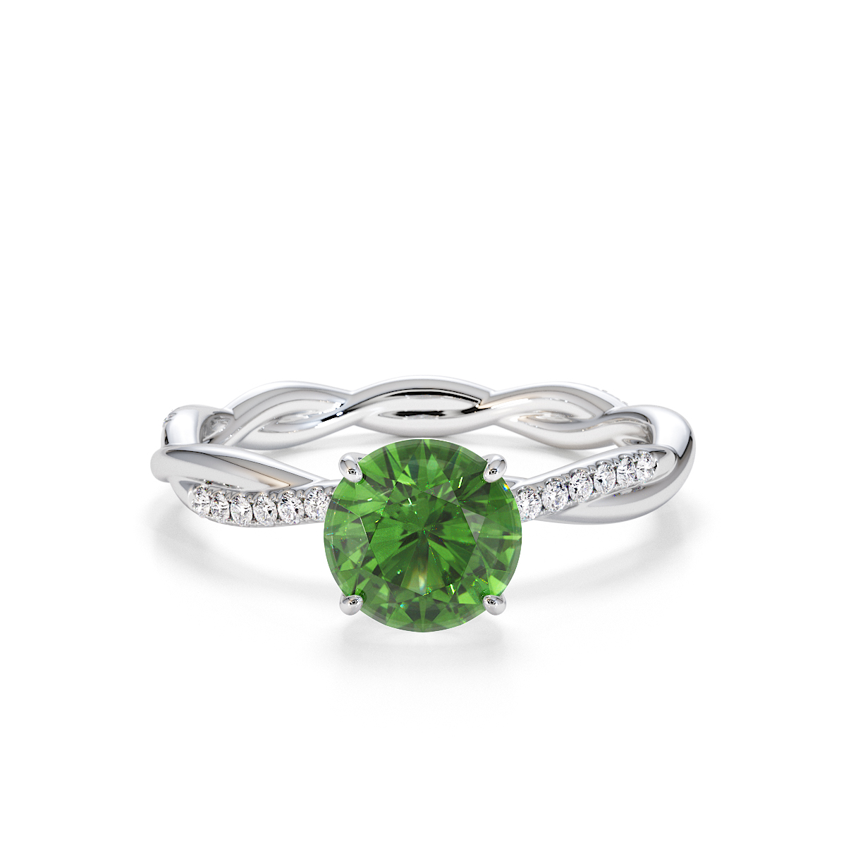 Gold / Platinum Green Tourmaline and Diamond Engagement Ring RZ3385