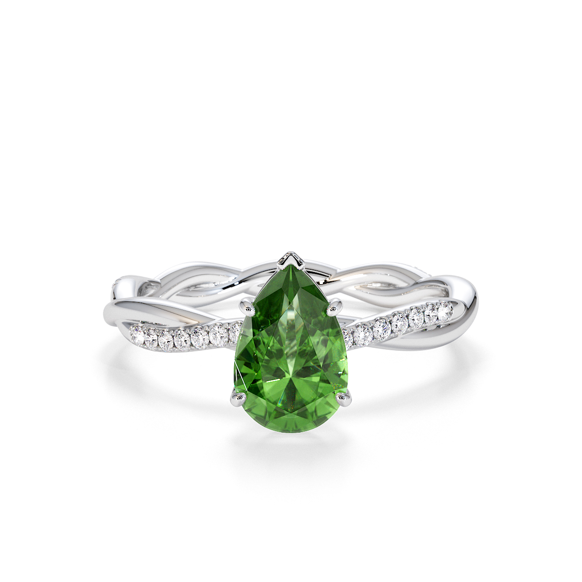 Gold / Platinum Green Tourmaline and Diamond Engagement Ring RZ3390
