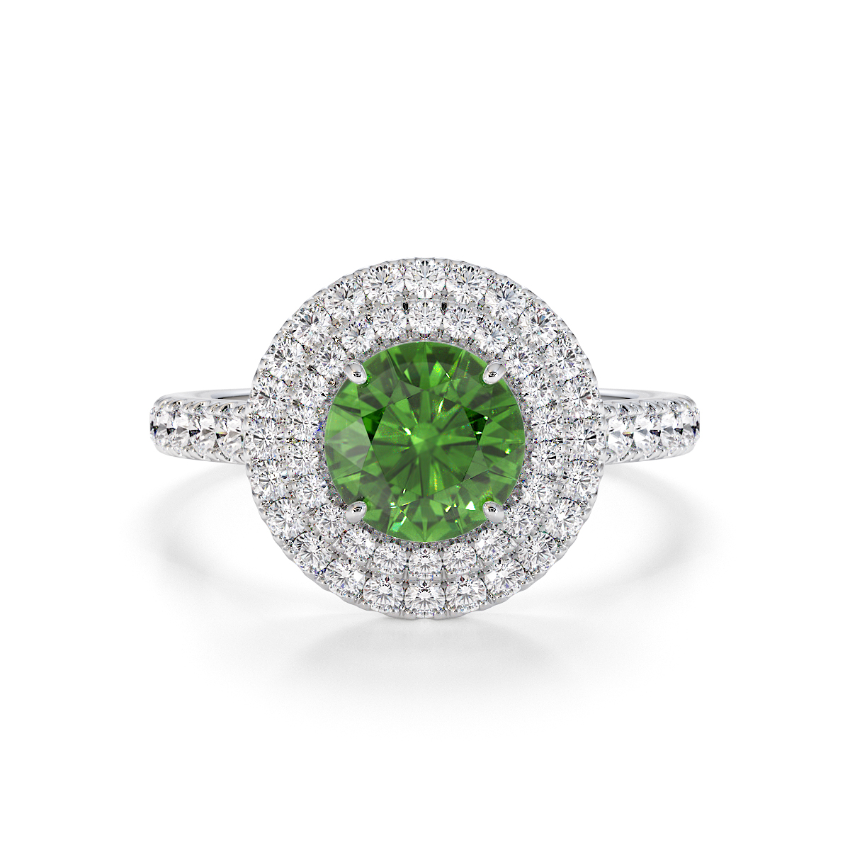 Gold / Platinum Green Tourmaline and Diamond Engagement Ring RZ3401