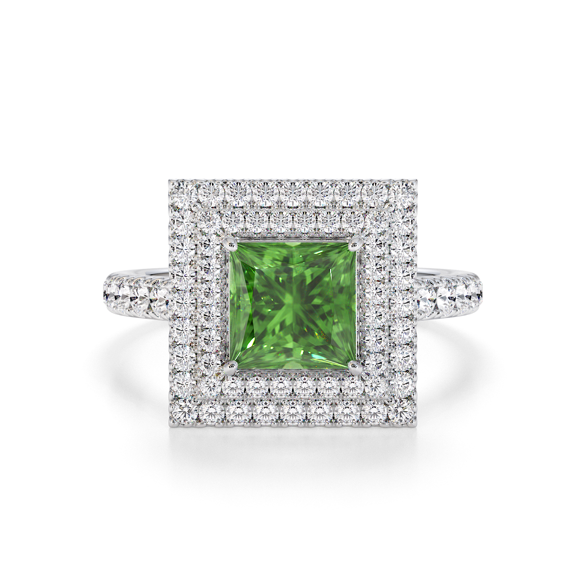 Gold / Platinum Green Tourmaline and Diamond Engagement Ring RZ3403