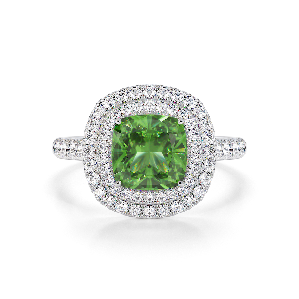Gold / Platinum Green Tourmaline and Diamond Engagement Ring RZ3405