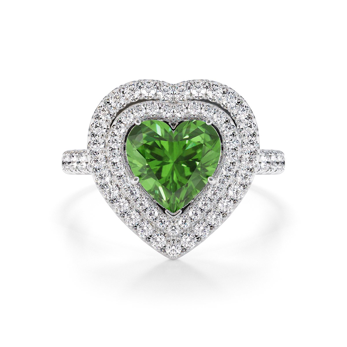 Gold / Platinum Green Tourmaline and Diamond Engagement Ring RZ3408
