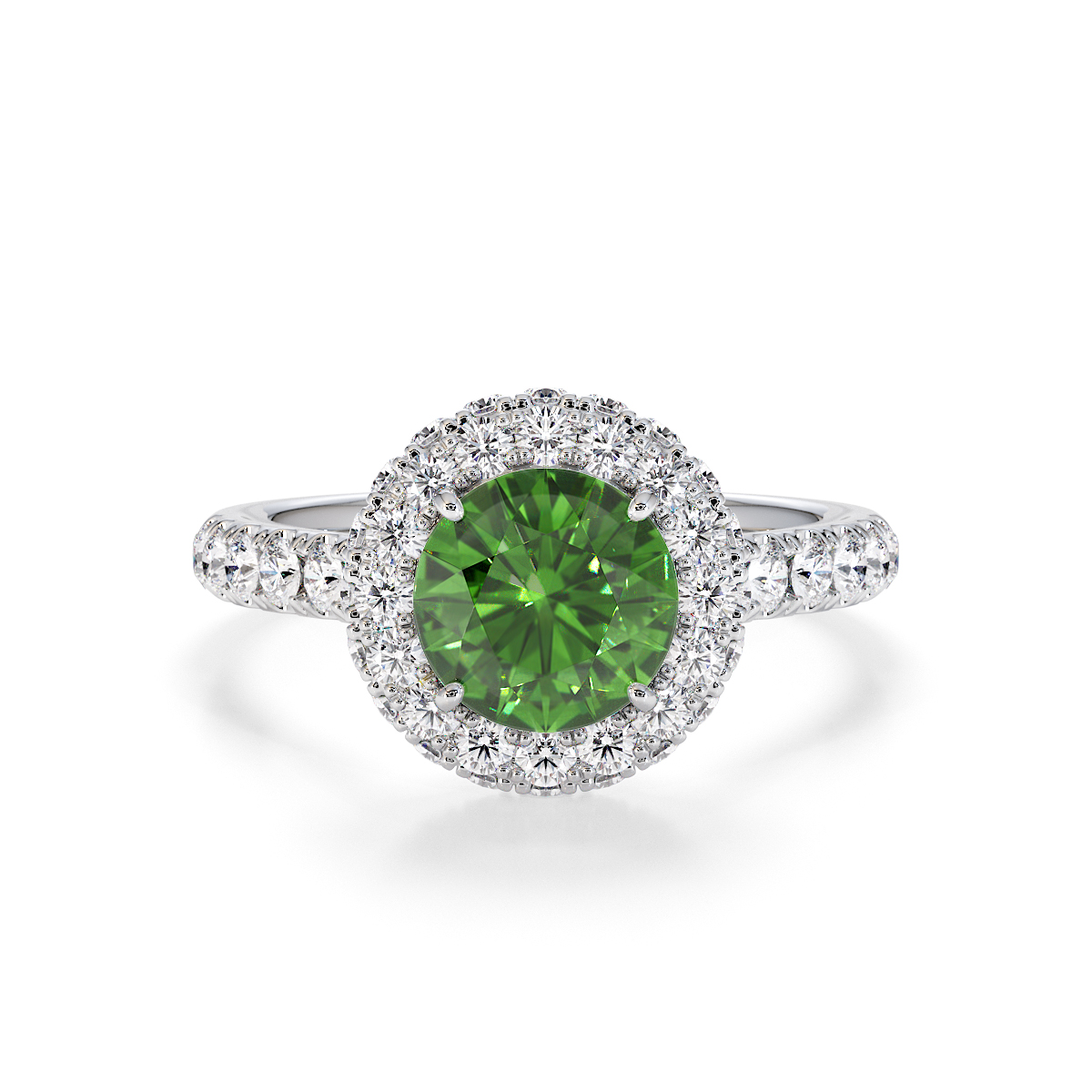 Gold / Platinum Green Tourmaline and Diamond Engagement Ring RZ3409