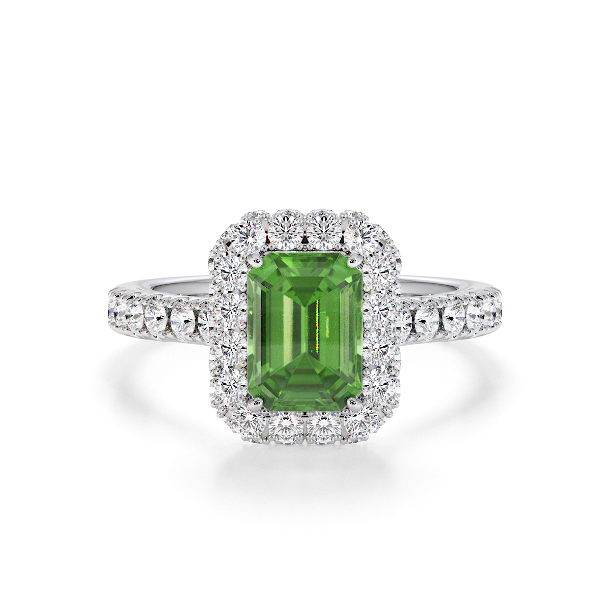 Gold / Platinum Green Tourmaline and Diamond Engagement Ring RZ3410