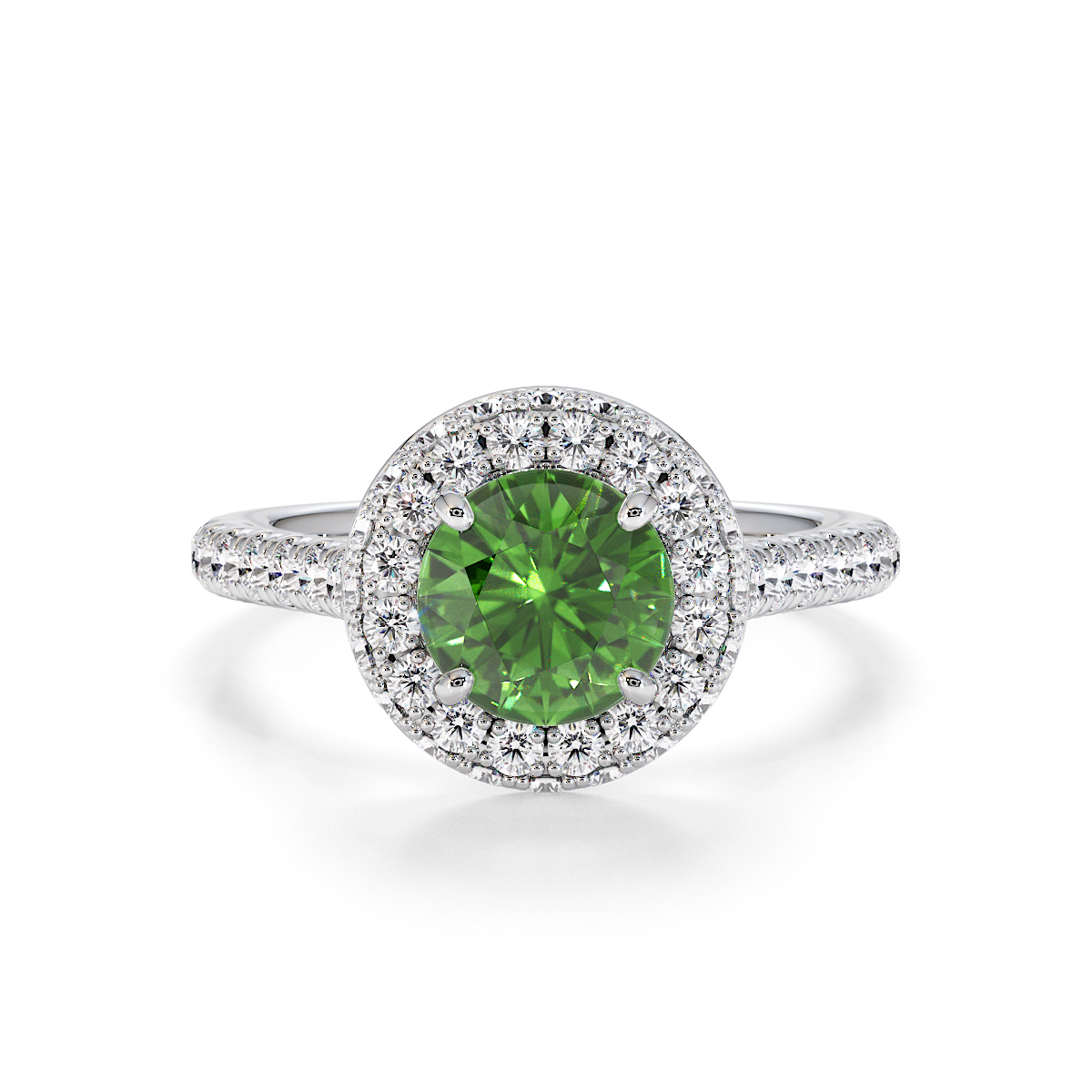 Gold / Platinum Green Tourmaline and Diamond Engagement Ring RZ3420