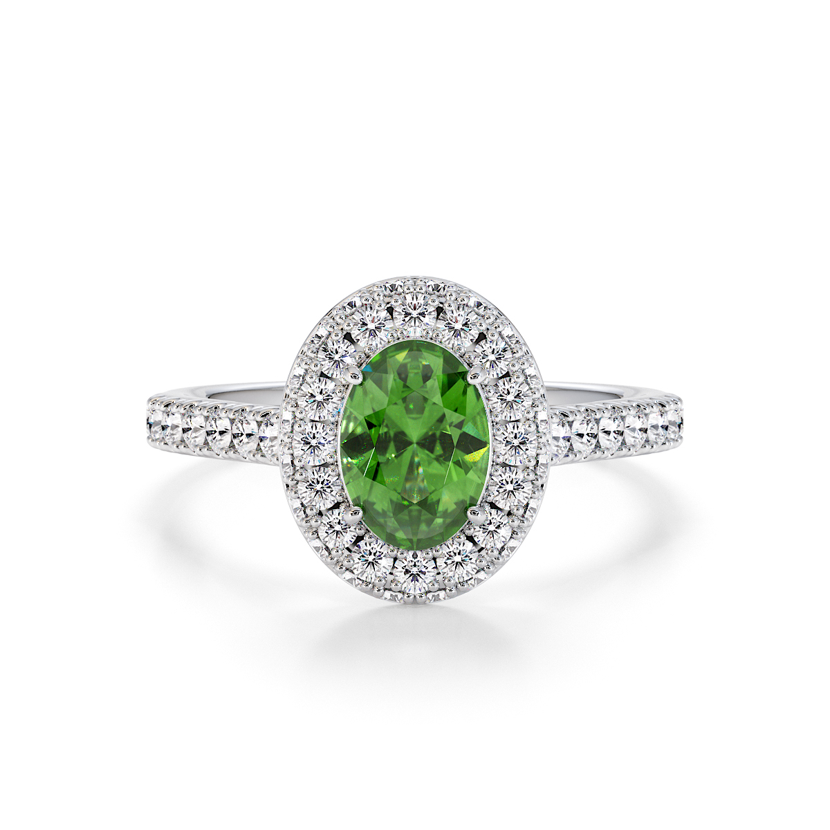 Gold / Platinum Green Tourmaline and Diamond Engagement Ring RZ3421