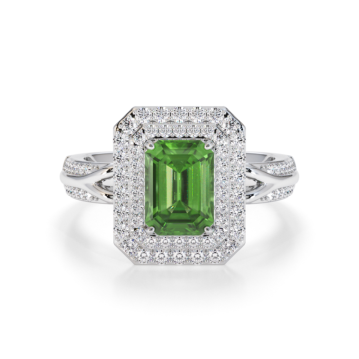 Gold / Platinum Green Tourmaline and Diamond Engagement Ring RZ3429
