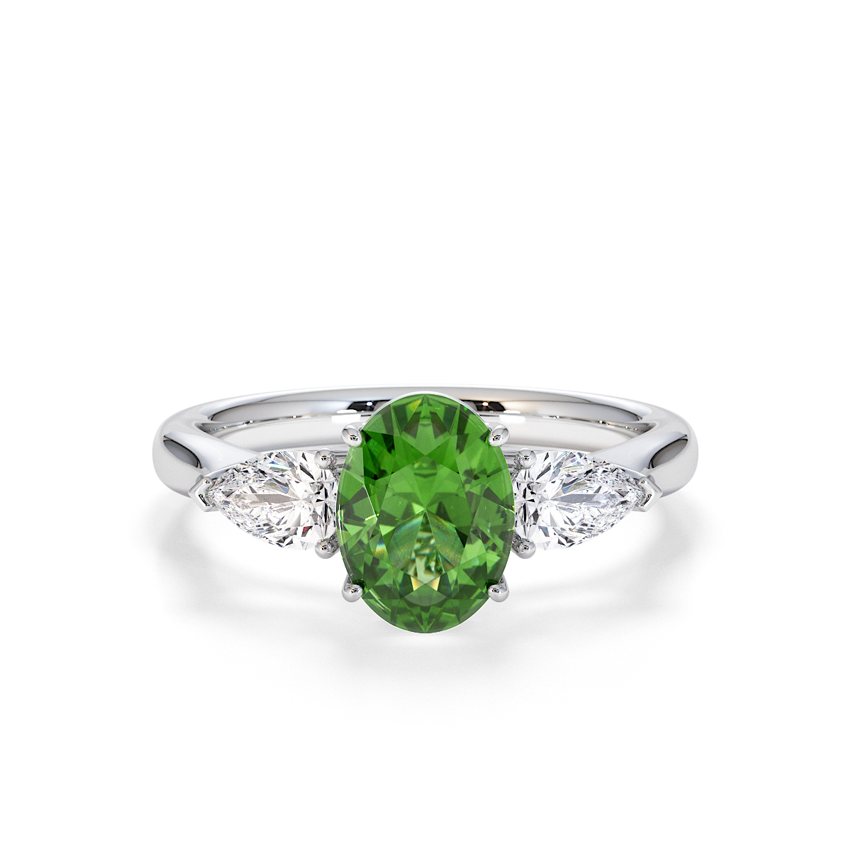 Gold / Platinum Green Tourmaline and Diamond Engagement Ring RZ3435