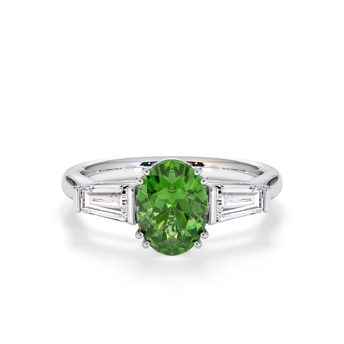 Gold / Platinum Green Tourmaline and Diamond Engagement Ring RZ3437