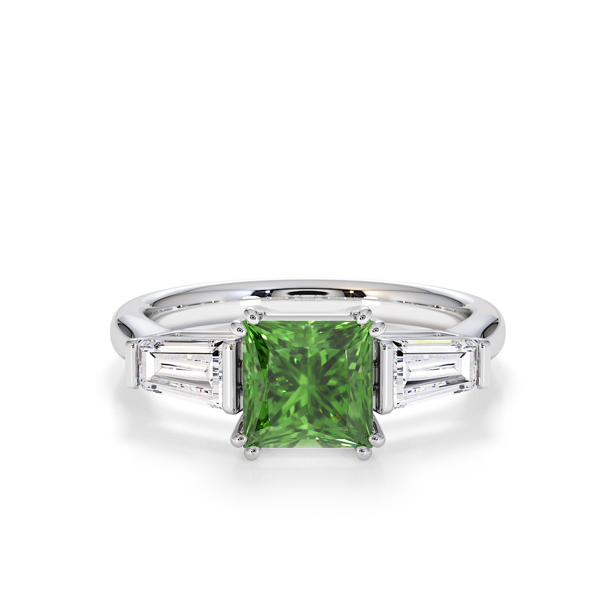 Gold / Platinum Green Tourmaline and Diamond Engagement Ring RZ3440