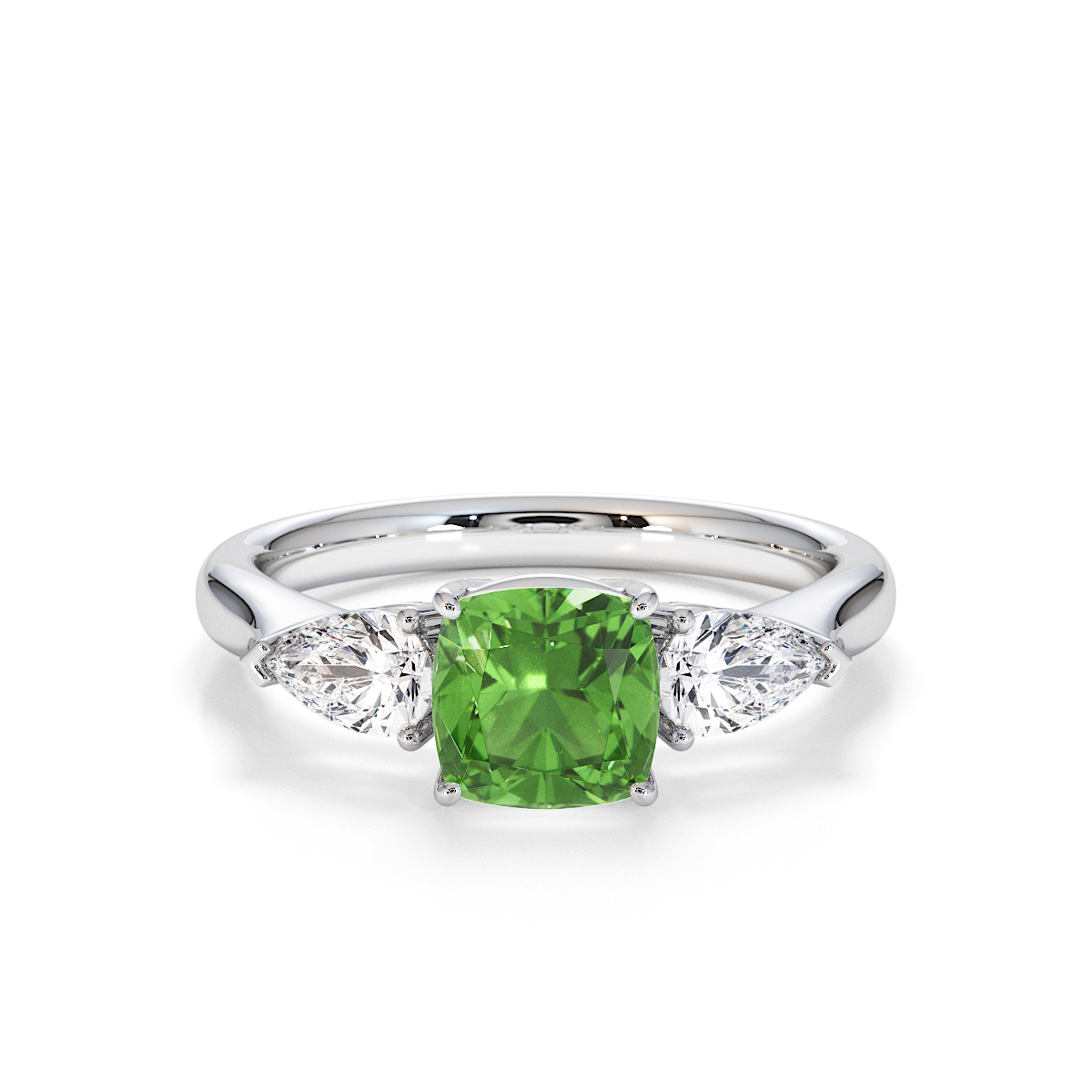 Gold / Platinum Green Tourmaline and Diamond Engagement Ring RZ3441