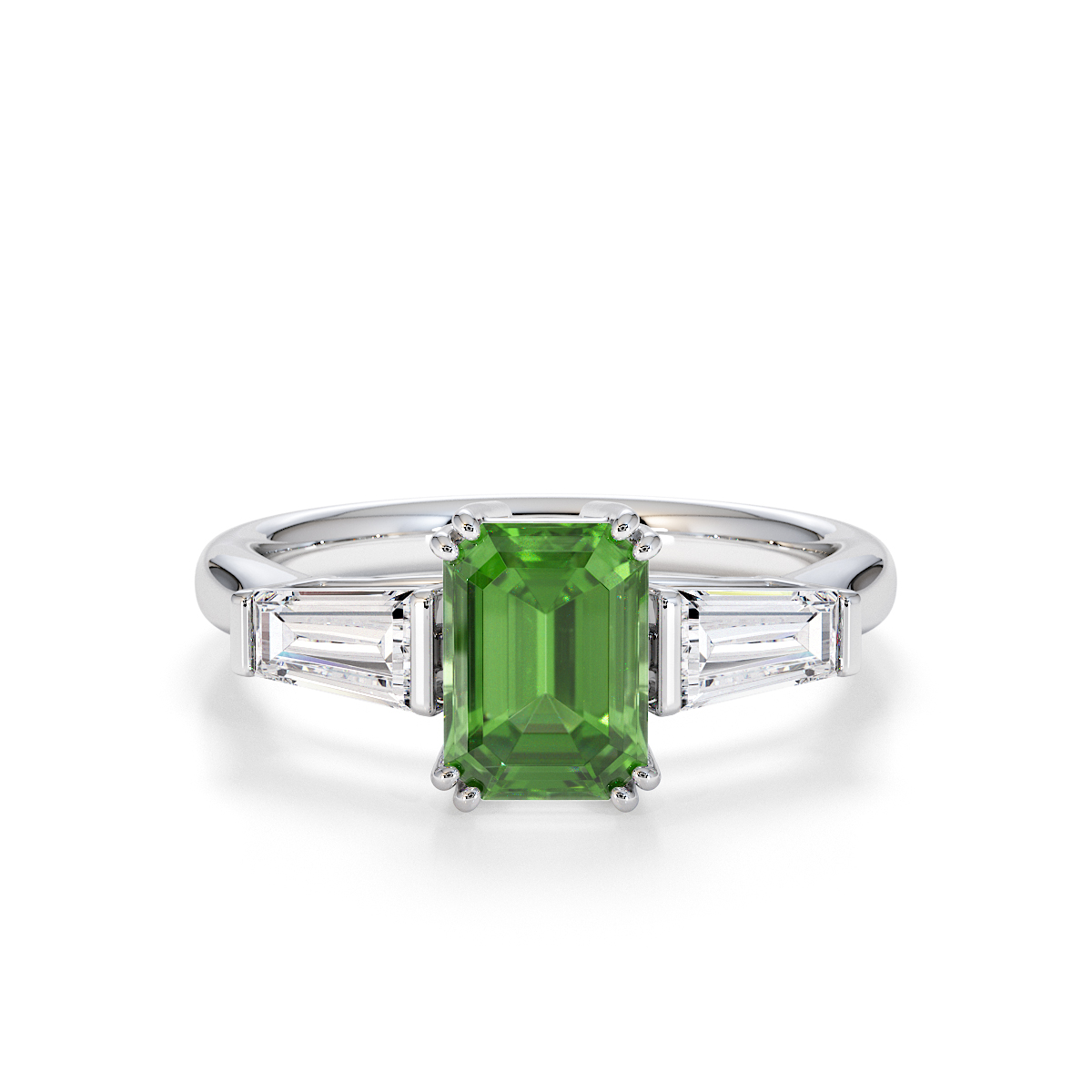 Gold / Platinum Green Tourmaline and Diamond Engagement Ring RZ3446