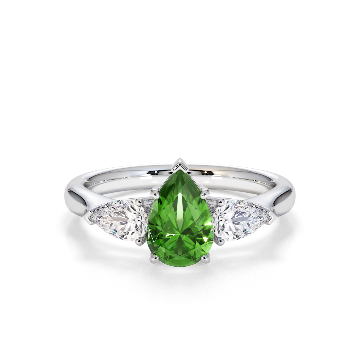 Gold / Platinum Green Tourmaline and Diamond Engagement Ring RZ3447