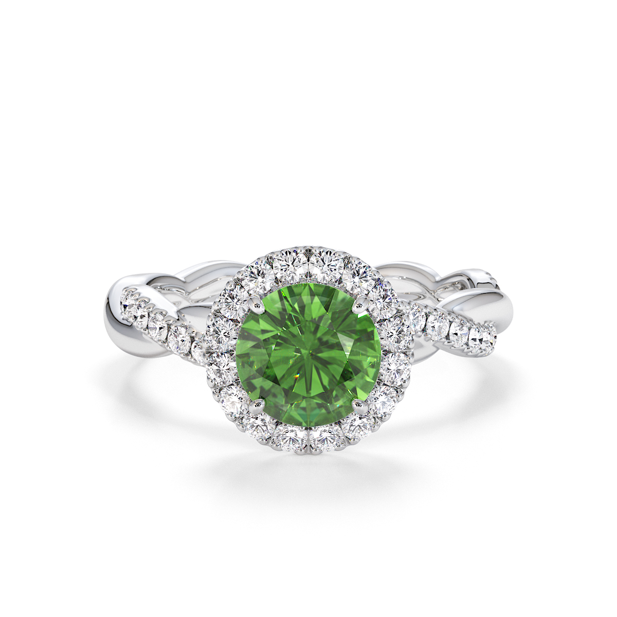 Gold / Platinum Green Tourmaline and Diamond Engagement Ring RZ3453