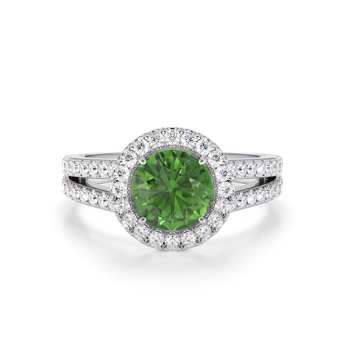 Gold / Platinum Green Tourmaline and Diamond Engagement Ring RZ3460