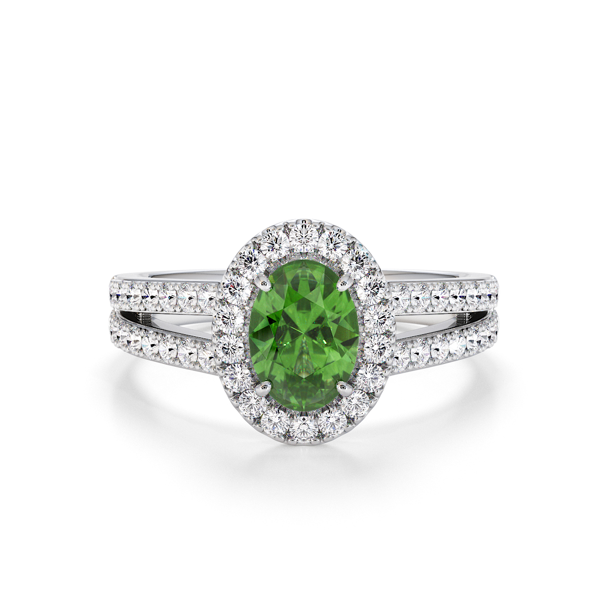 Gold / Platinum Green Tourmaline and Diamond Engagement Ring RZ3461