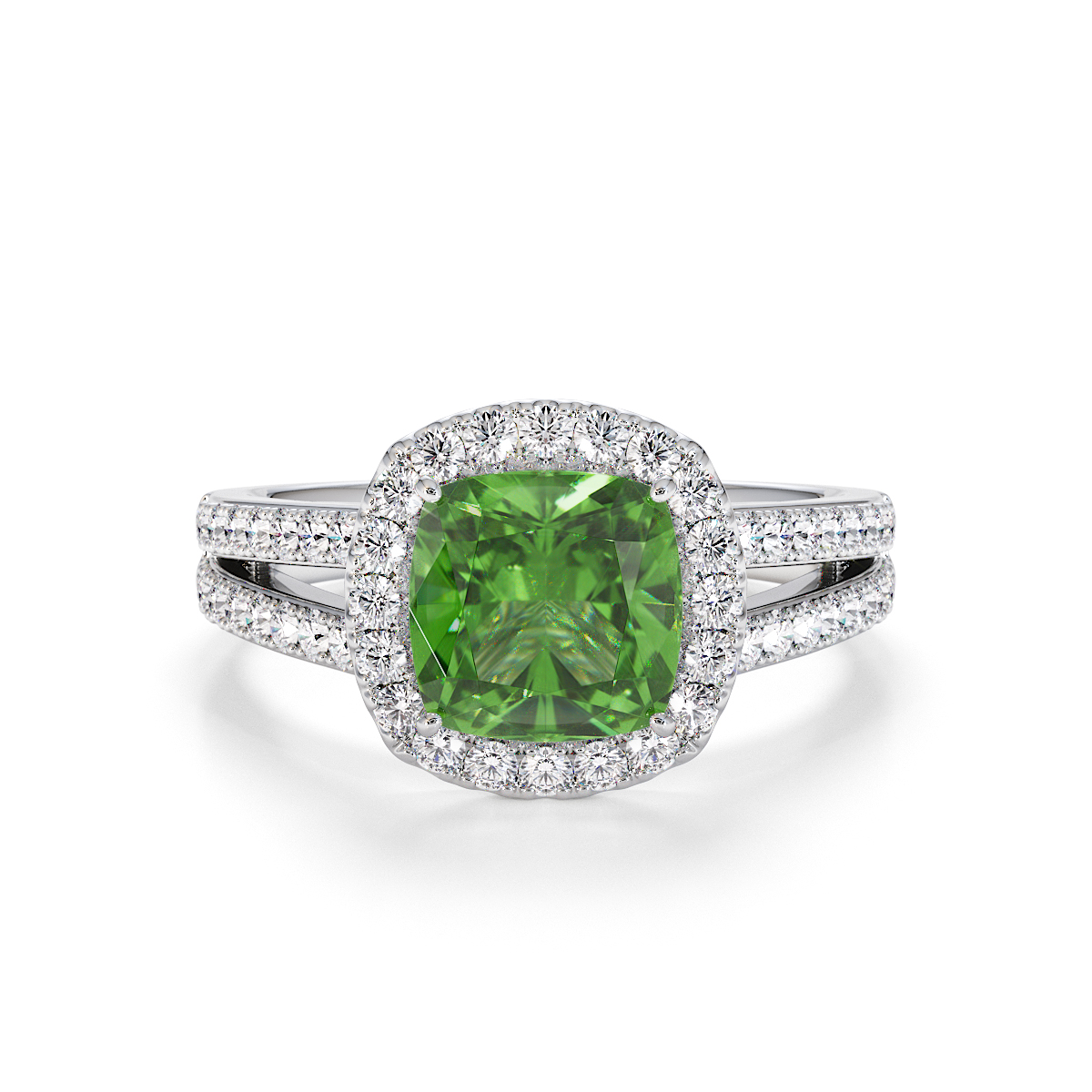 Gold / Platinum Green Tourmaline and Diamond Engagement Ring RZ3464