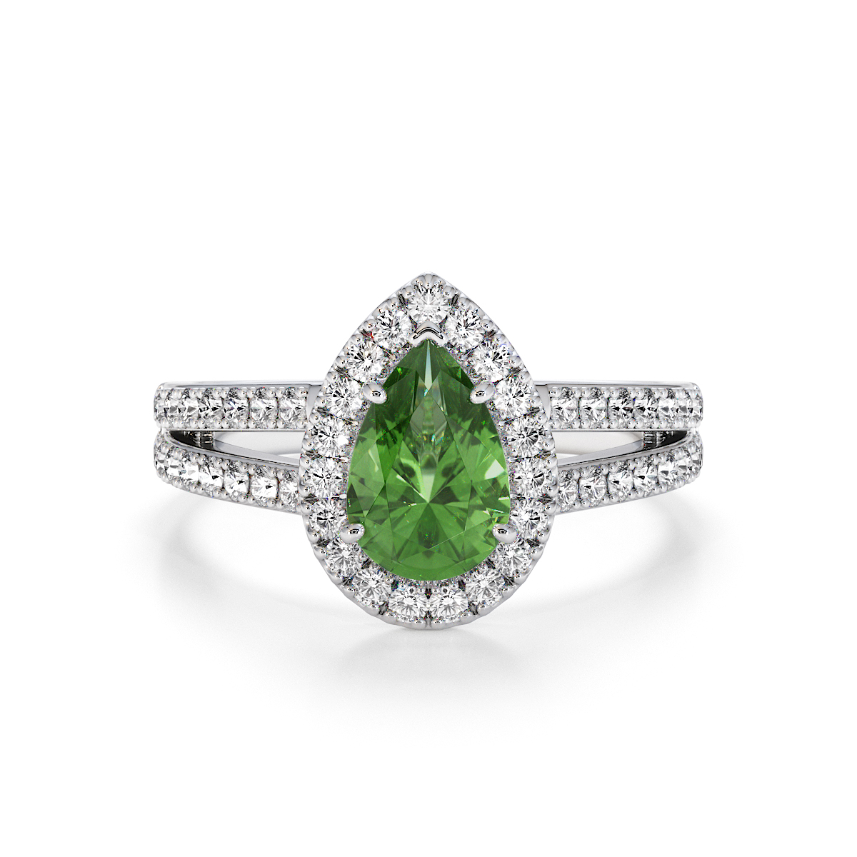 Gold / Platinum Green Tourmaline and Diamond Engagement Ring RZ3465