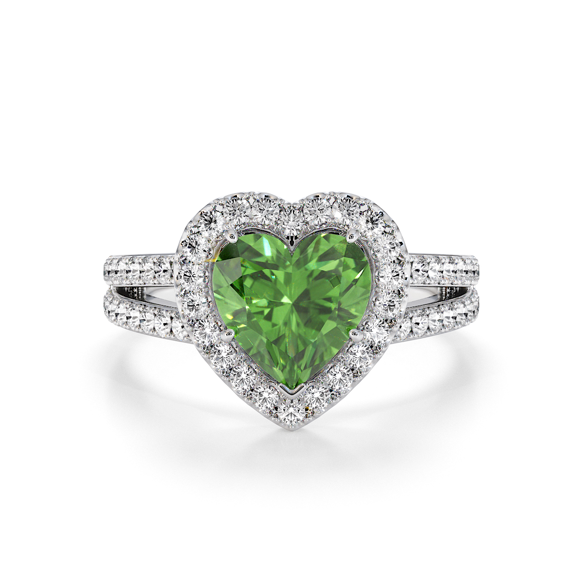 Gold / Platinum Green Tourmaline and Diamond Engagement Ring RZ3467