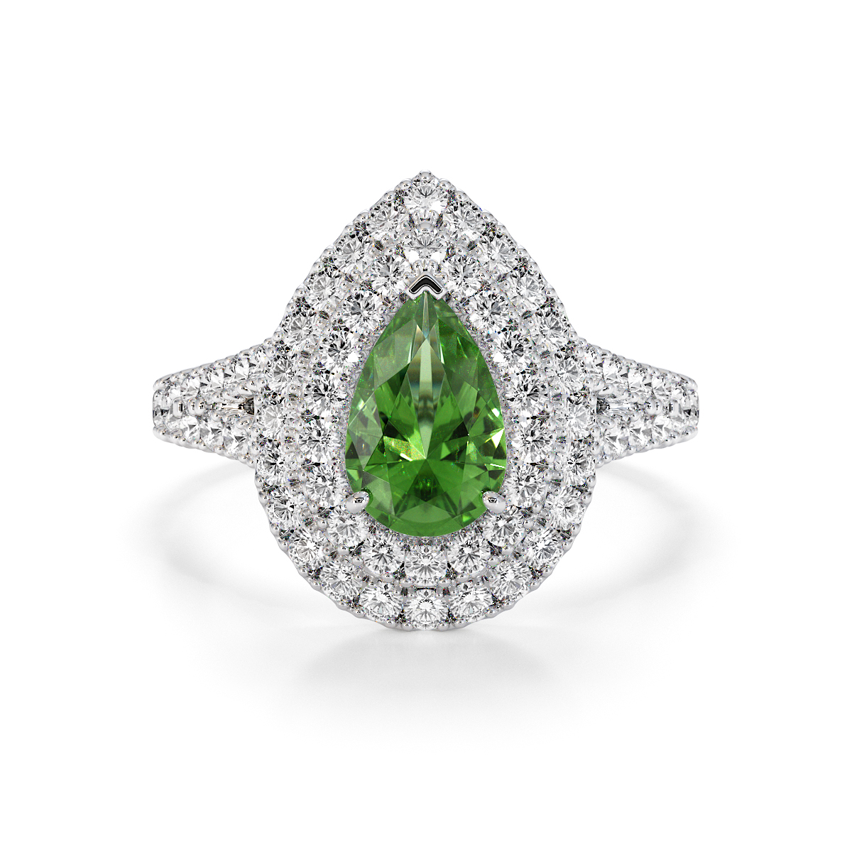 Gold / Platinum Green Tourmaline and Diamond Engagement Ring RZ3473