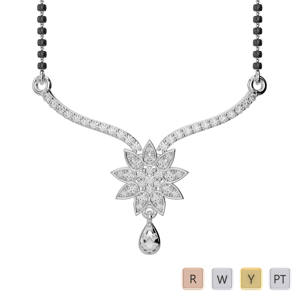 Gold / Platinum Diamond Mangalsutra Necklace DNC-1727