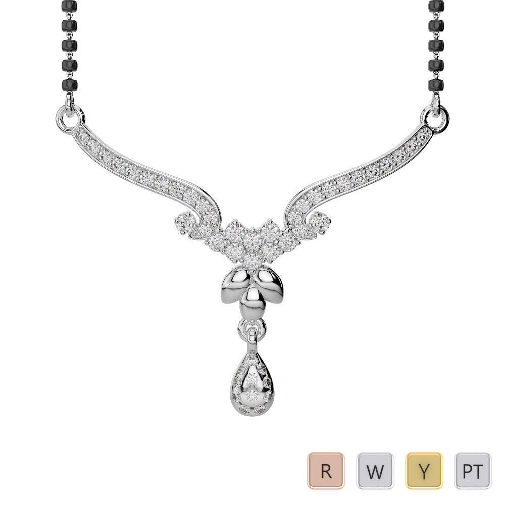 Gold / Platinum Diamond Mangalsutra Necklace DNC-1733
