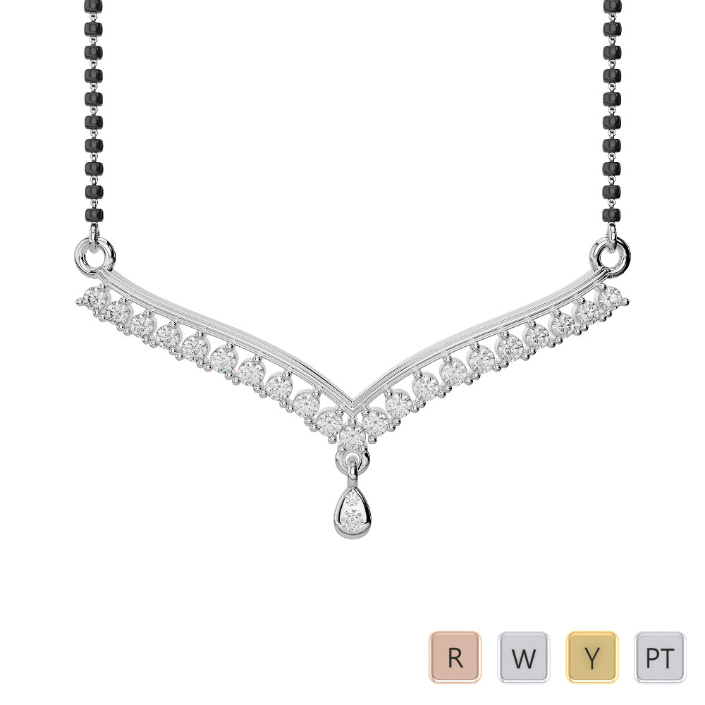 Gold / Platinum Diamond Mangalsutra Necklace DNC-1735