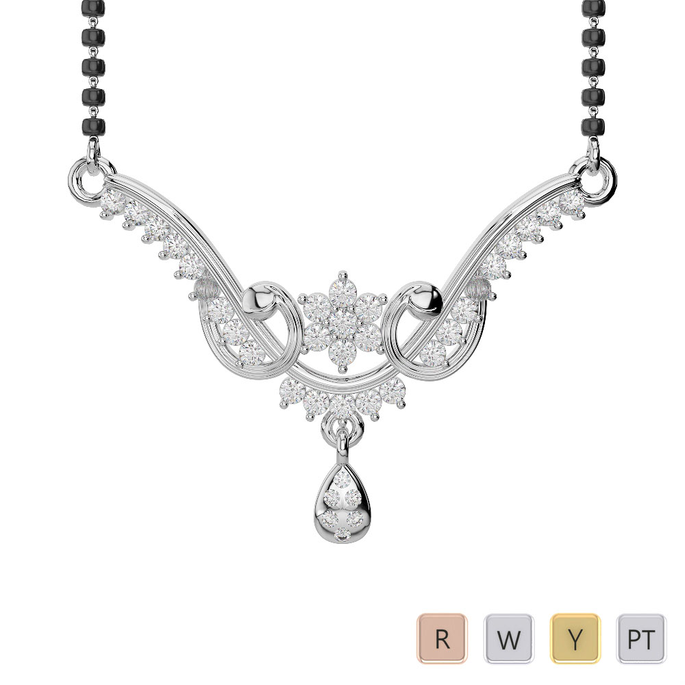 Gold / Platinum Diamond Mangalsutra Necklace DNC-1737