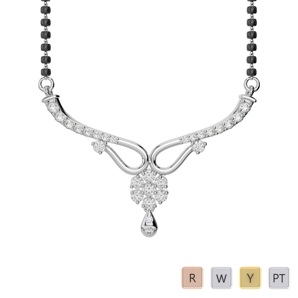 Gold / Platinum Diamond Mangalsutra Necklace DNC-2185