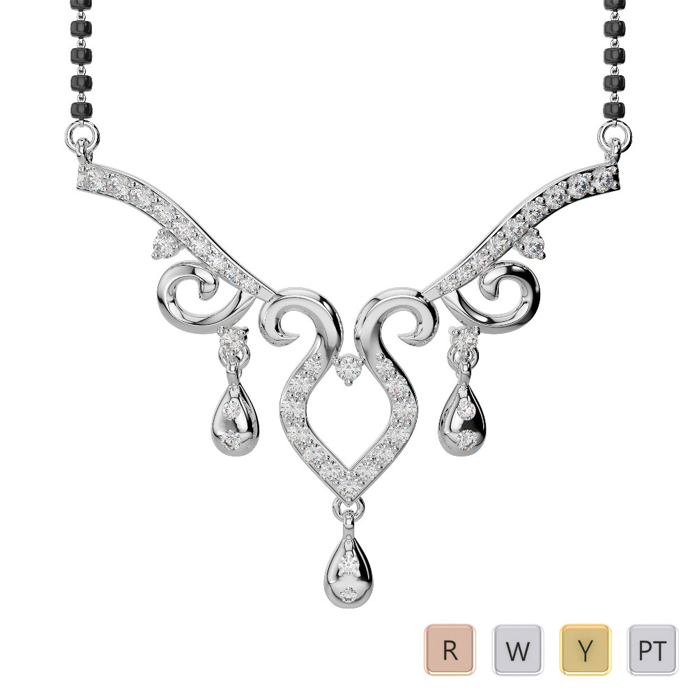 Gold / Platinum Diamond Mangalsutra Necklace DNC-2195