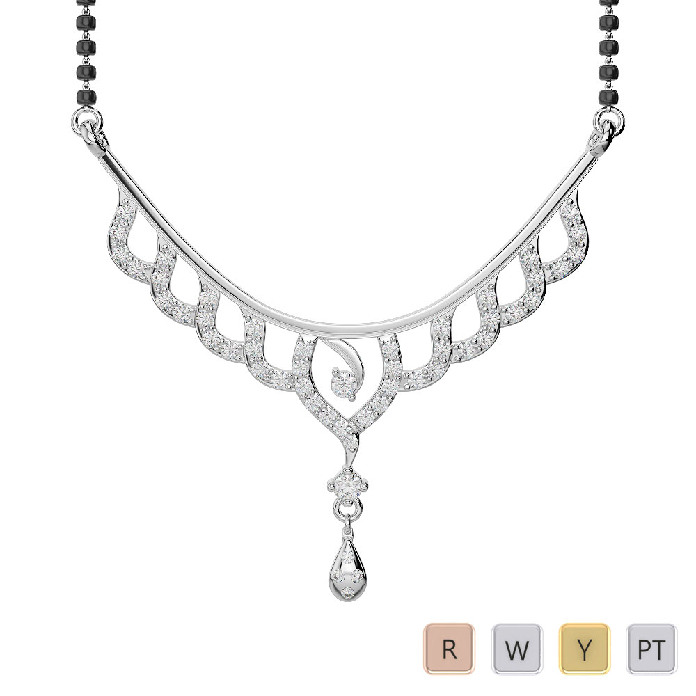 Gold / Platinum Diamond Mangalsutra Necklace DNC-2215