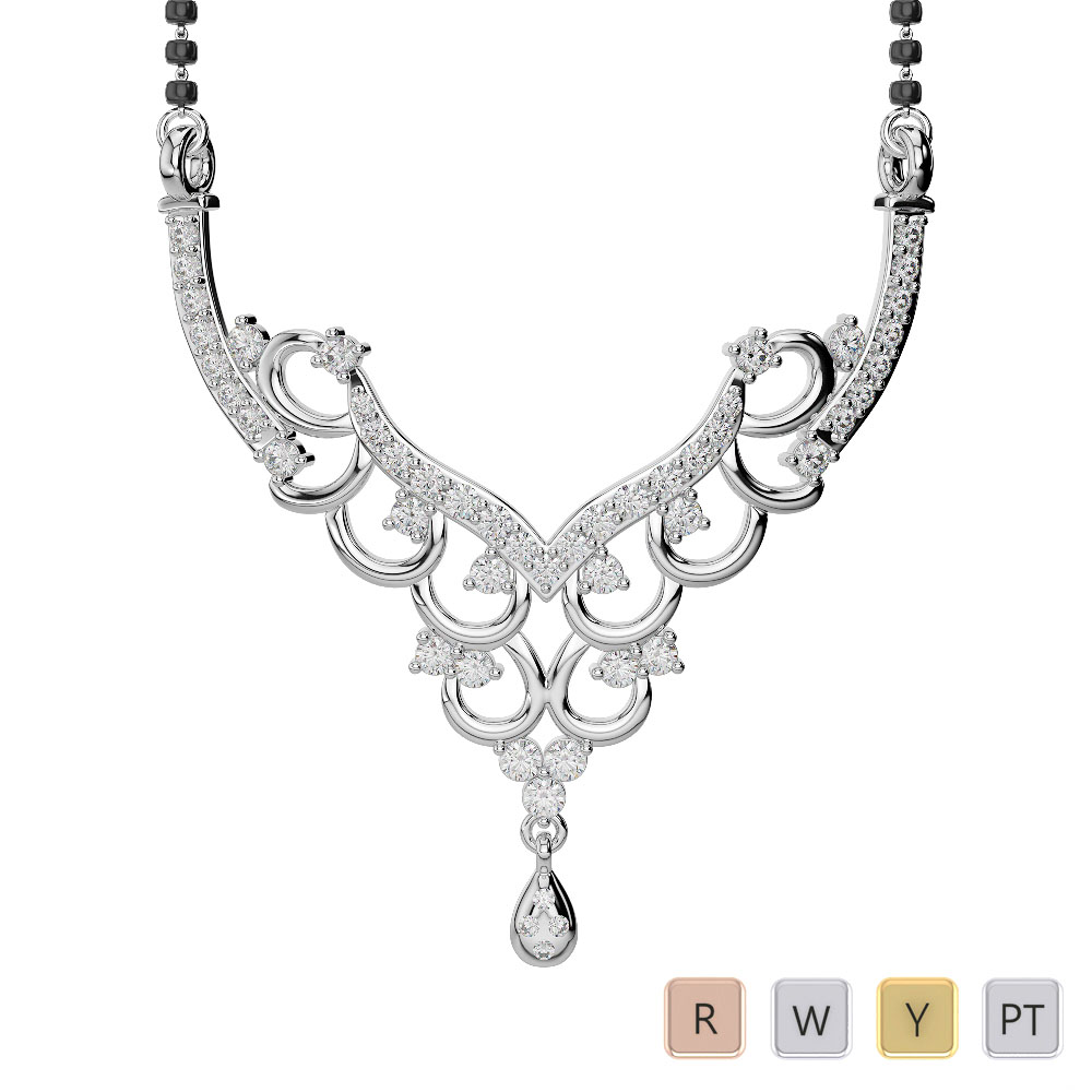 Gold / Platinum Diamond Mangalsutra Necklace DNC-2223