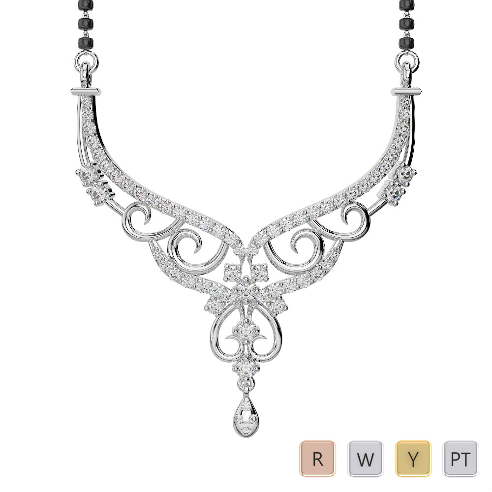 Gold / Platinum Diamond Mangalsutra Necklace DNC-2231