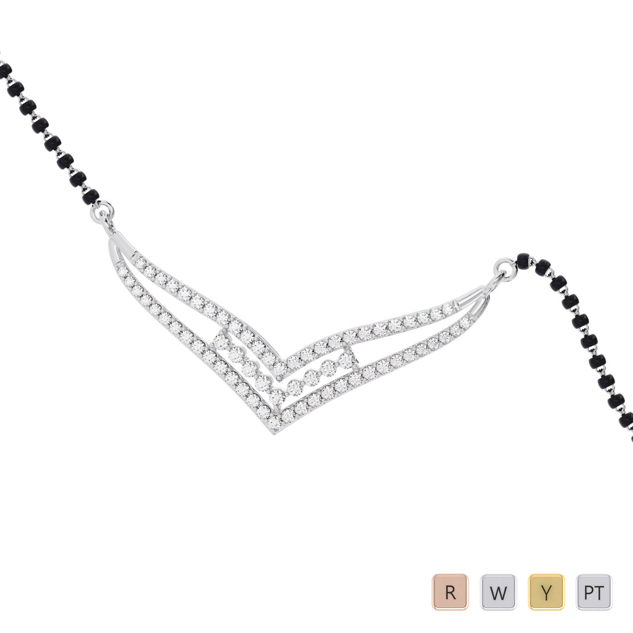 Gold / Platinum Round Cut Diamond Mangalsutra TZ0019