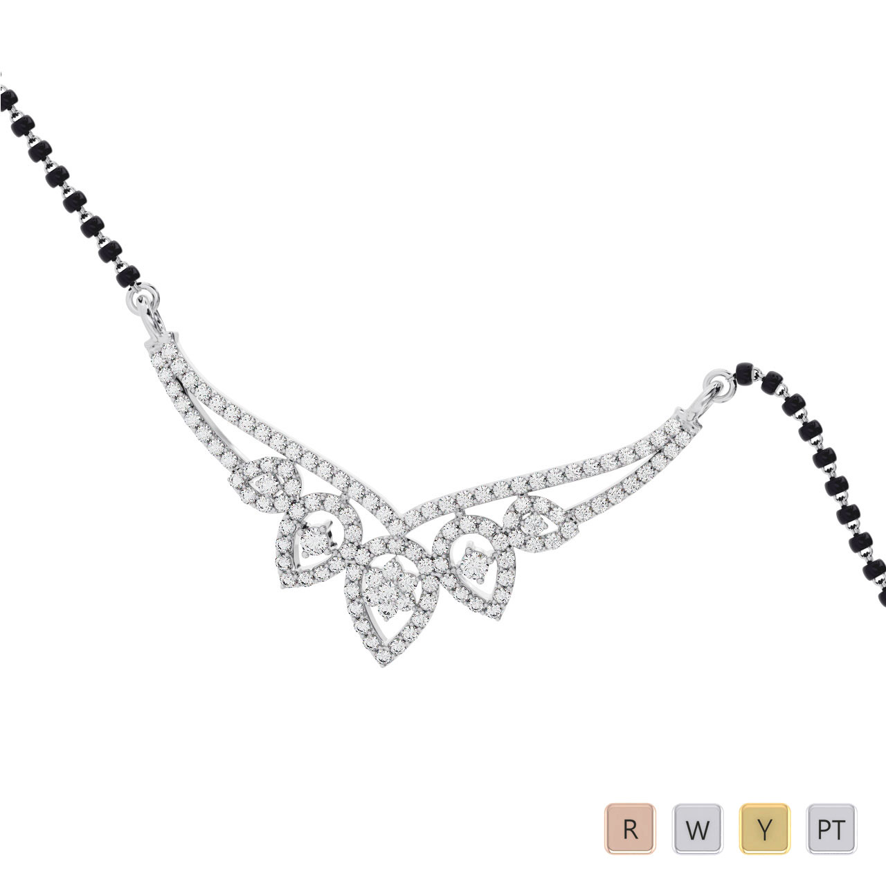 Gold / Platinum Round Cut Diamond Mangalsutra TZ0330