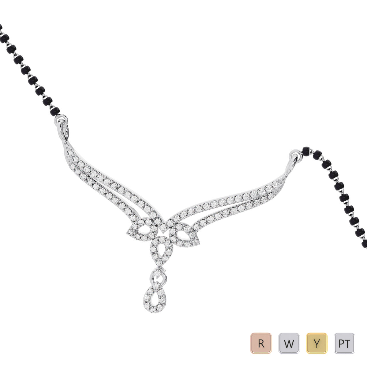 Gold / Platinum Round Cut Diamond Mangalsutra TZ0332