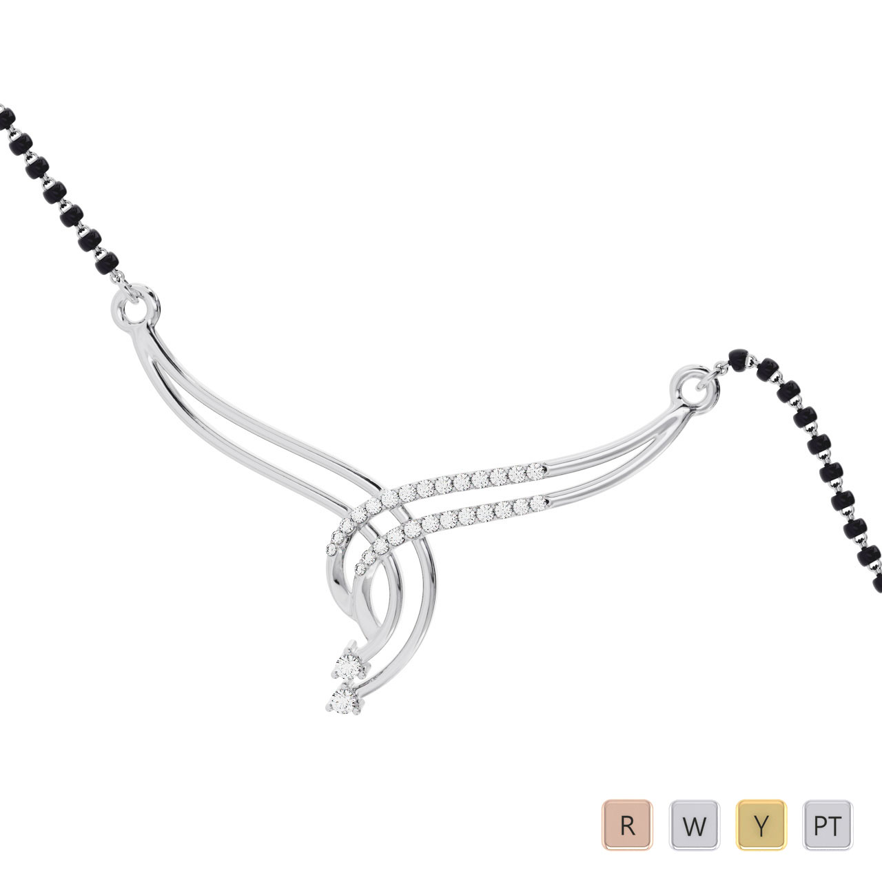 Gold / Platinum Round Cut Diamond Mangalsutra TZ0338