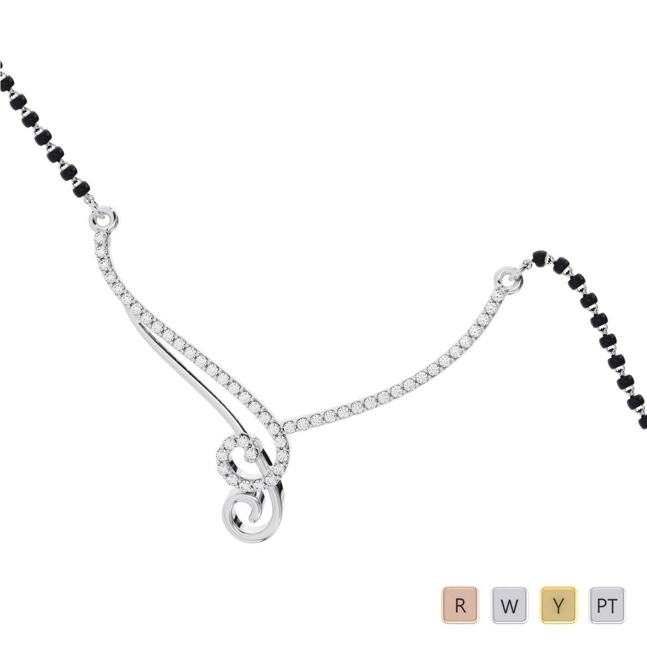 Gold / Platinum Round Cut Diamond Mangalsutra TZ0340