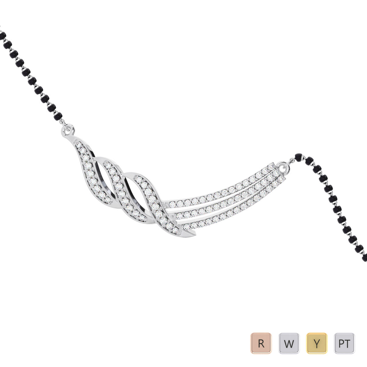 Gold / Platinum Round Cut Diamond Mangalsutra TZ0341