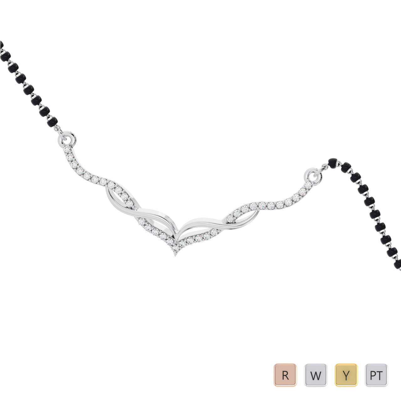 Gold / Platinum Round Cut Diamond Mangalsutra TZ0343