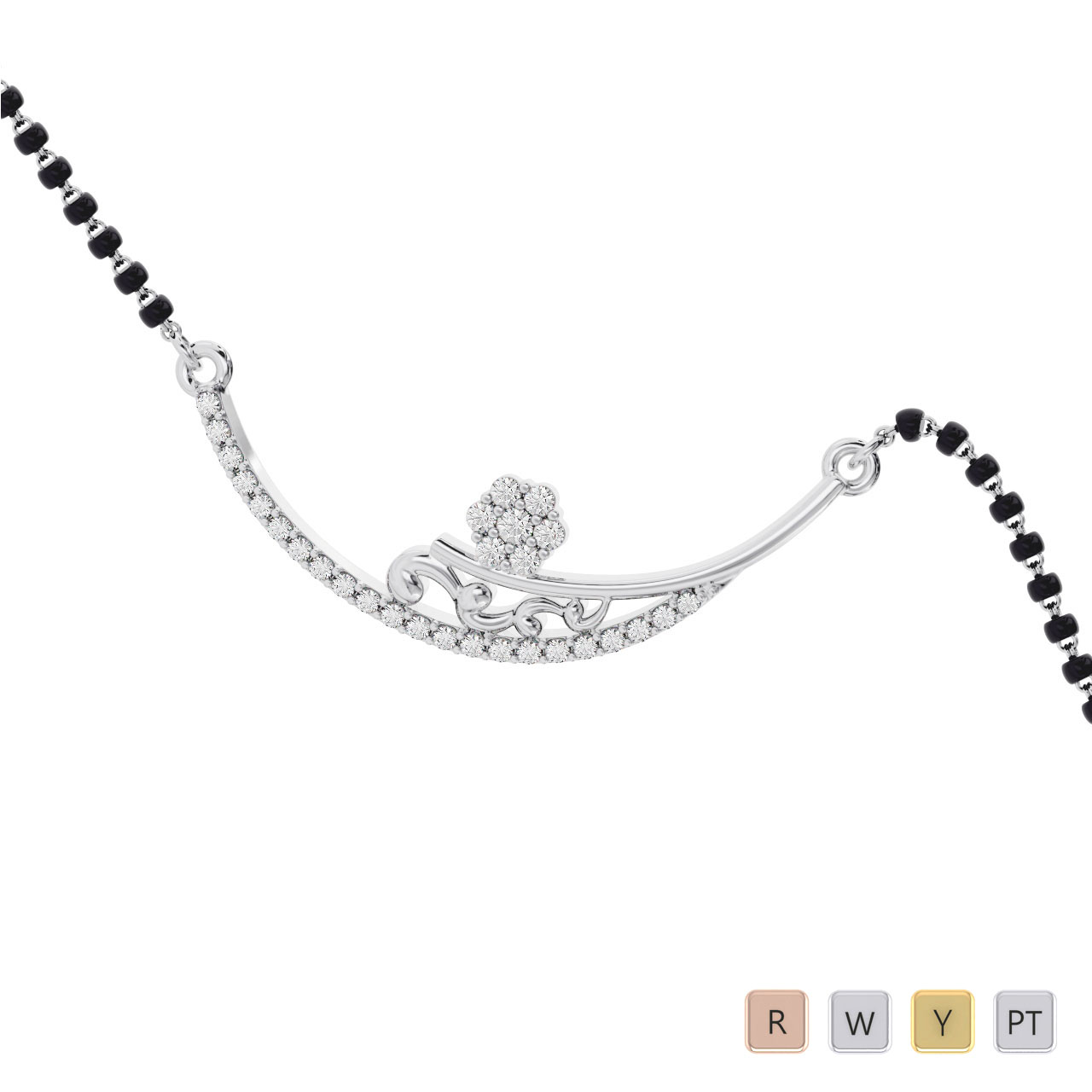 Gold / Platinum Round Cut Diamond Mangalsutra TZ0344