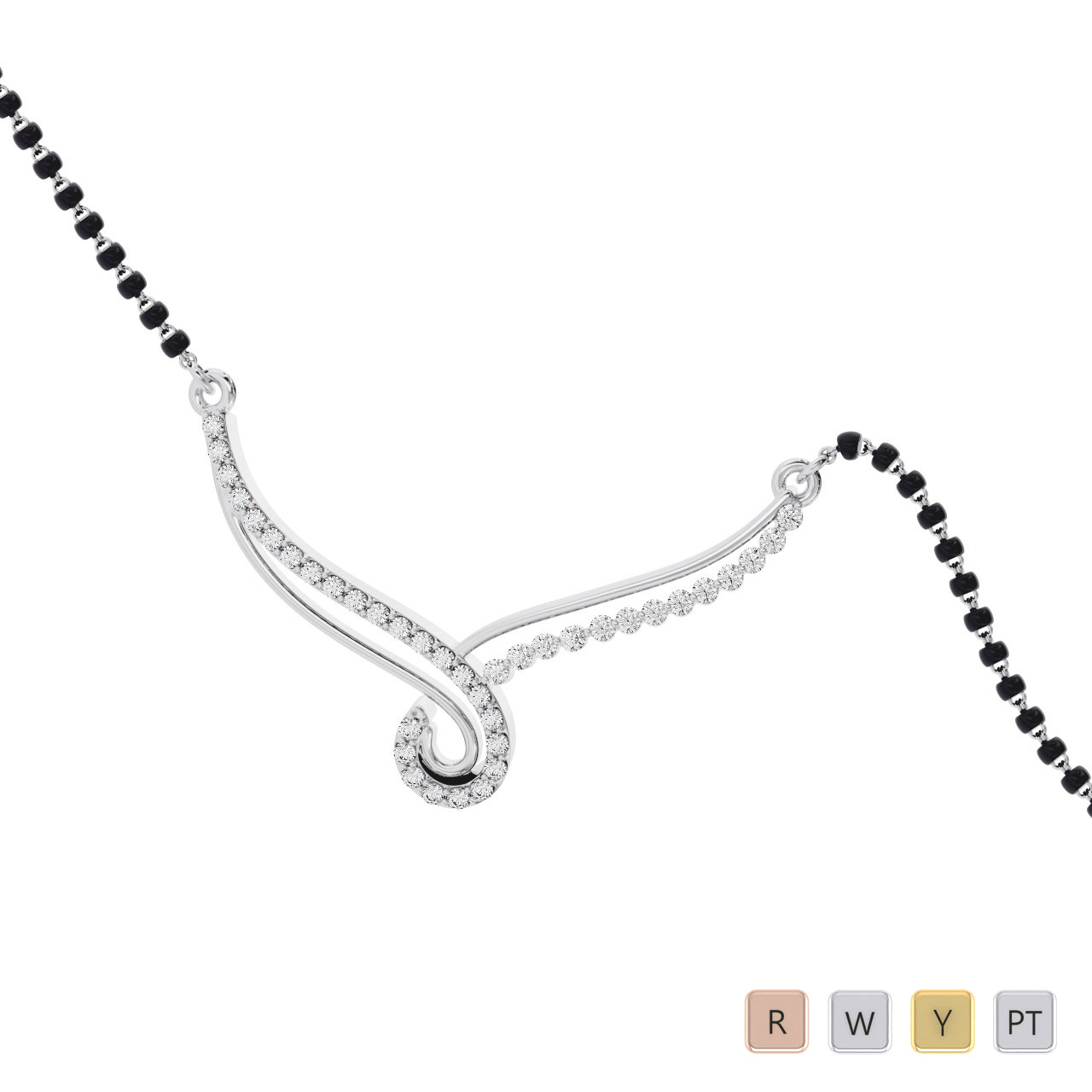 Gold / Platinum Round Cut Diamond Mangalsutra TZ0348