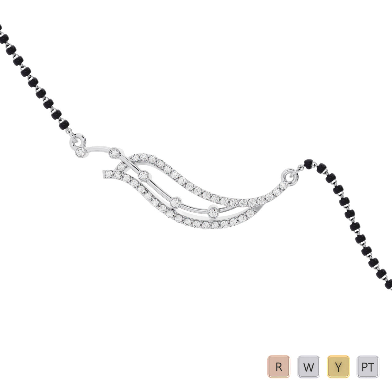 Gold / Platinum Round Cut Diamond Mangalsutra TZ0349