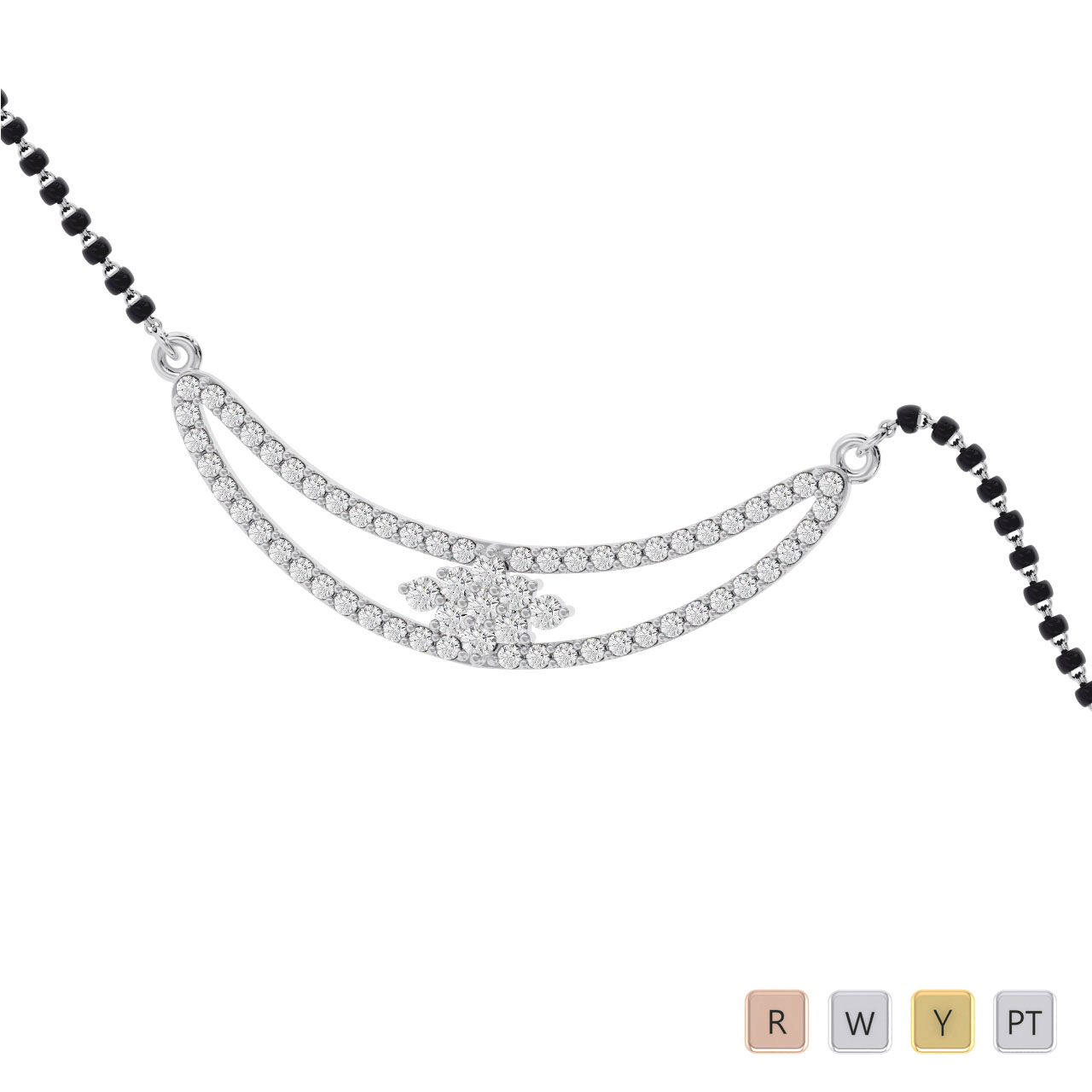 Gold / Platinum Round Cut Diamond Mangalsutra TZ0352