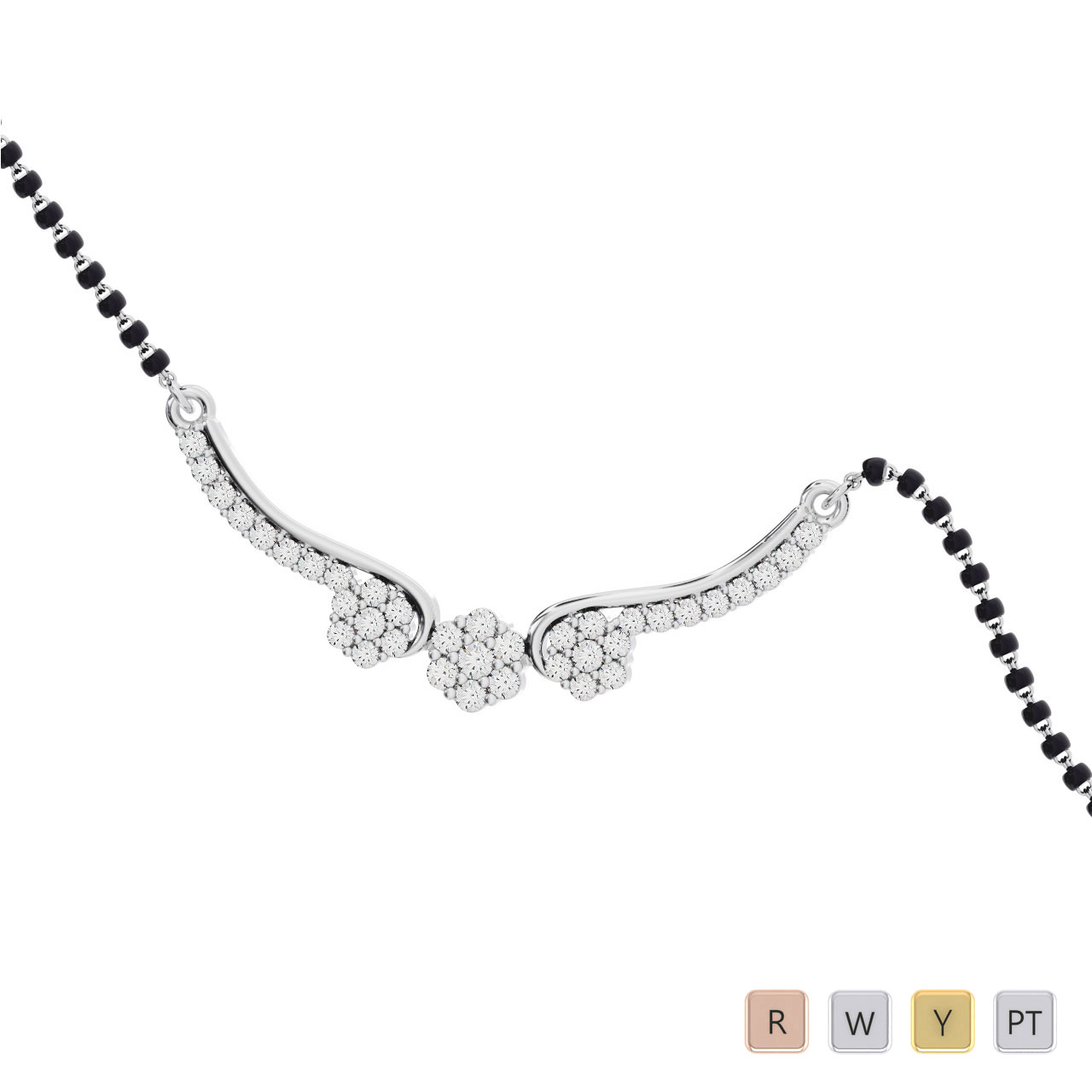 Gold / Platinum Round Cut Diamond Mangalsutra TZ0353