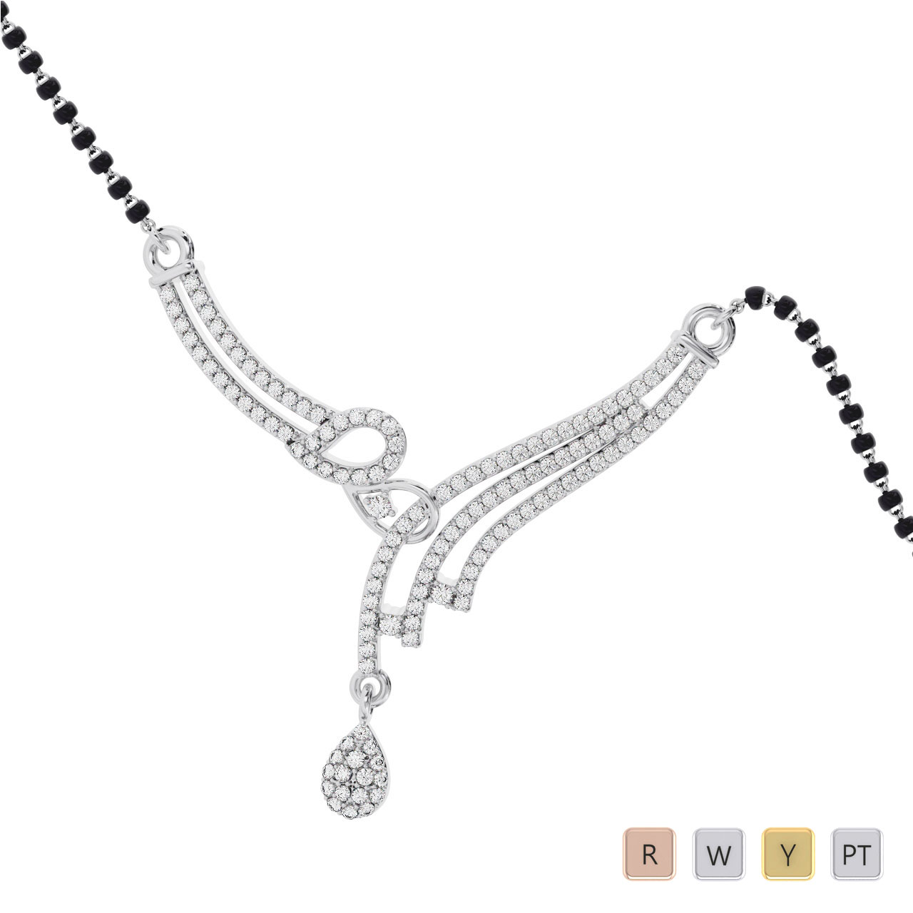 Gold / Platinum Round Cut Diamond Mangalsutra TZ0363