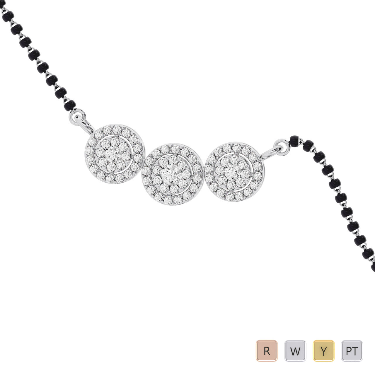 Gold / Platinum Round Cut Diamond Mangalsutra TZ0547