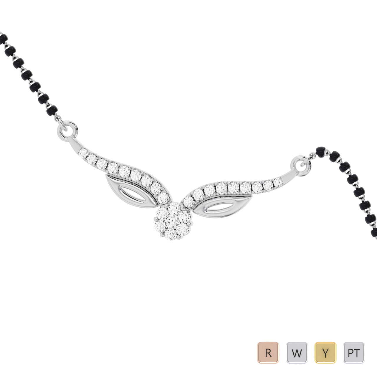 Gold / Platinum Round Cut Diamond Mangalsutra TZ0550