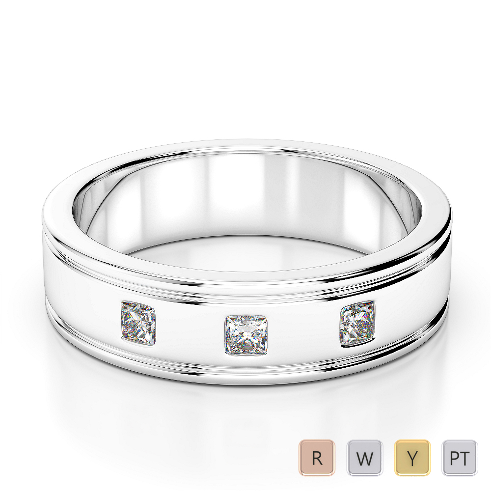 Gold / Platinum Diamond Mens Wedding Ring 5 mm AGDR-1264